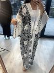 naturel keten siyah desenli abaya